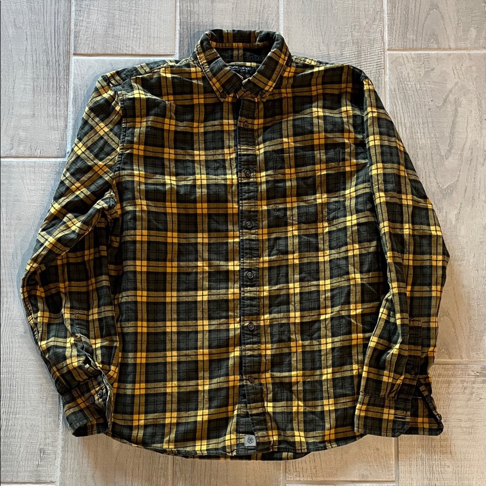 Banana Republic Black and Yellow Plaid Shirt